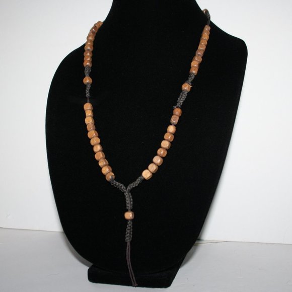 Vintage Jewelry - Vintage wooden Mala necklace 26"